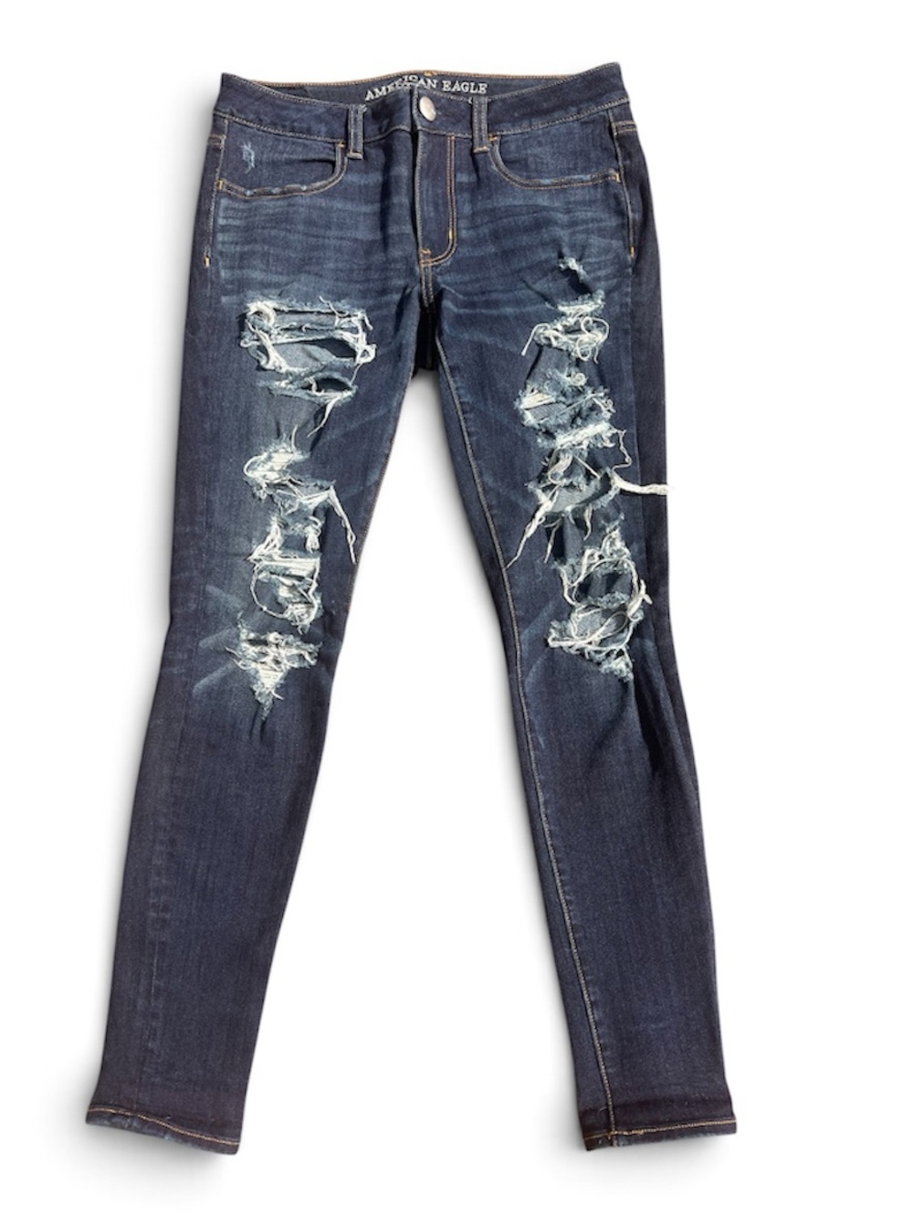 American Eagle Outfitters Dark Blue Ripped Skinny Jeans